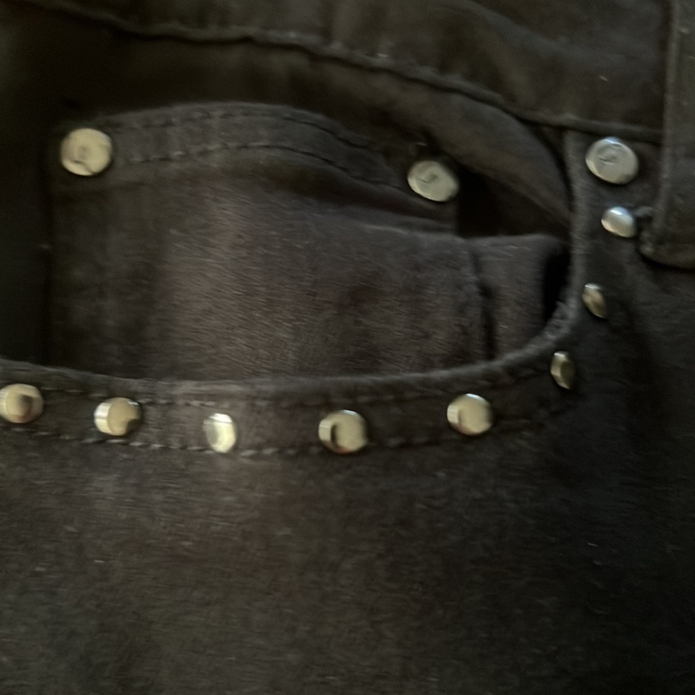 Earl Jeans with fringe and embroidered floral design on back leg. - Picture 7 of 10